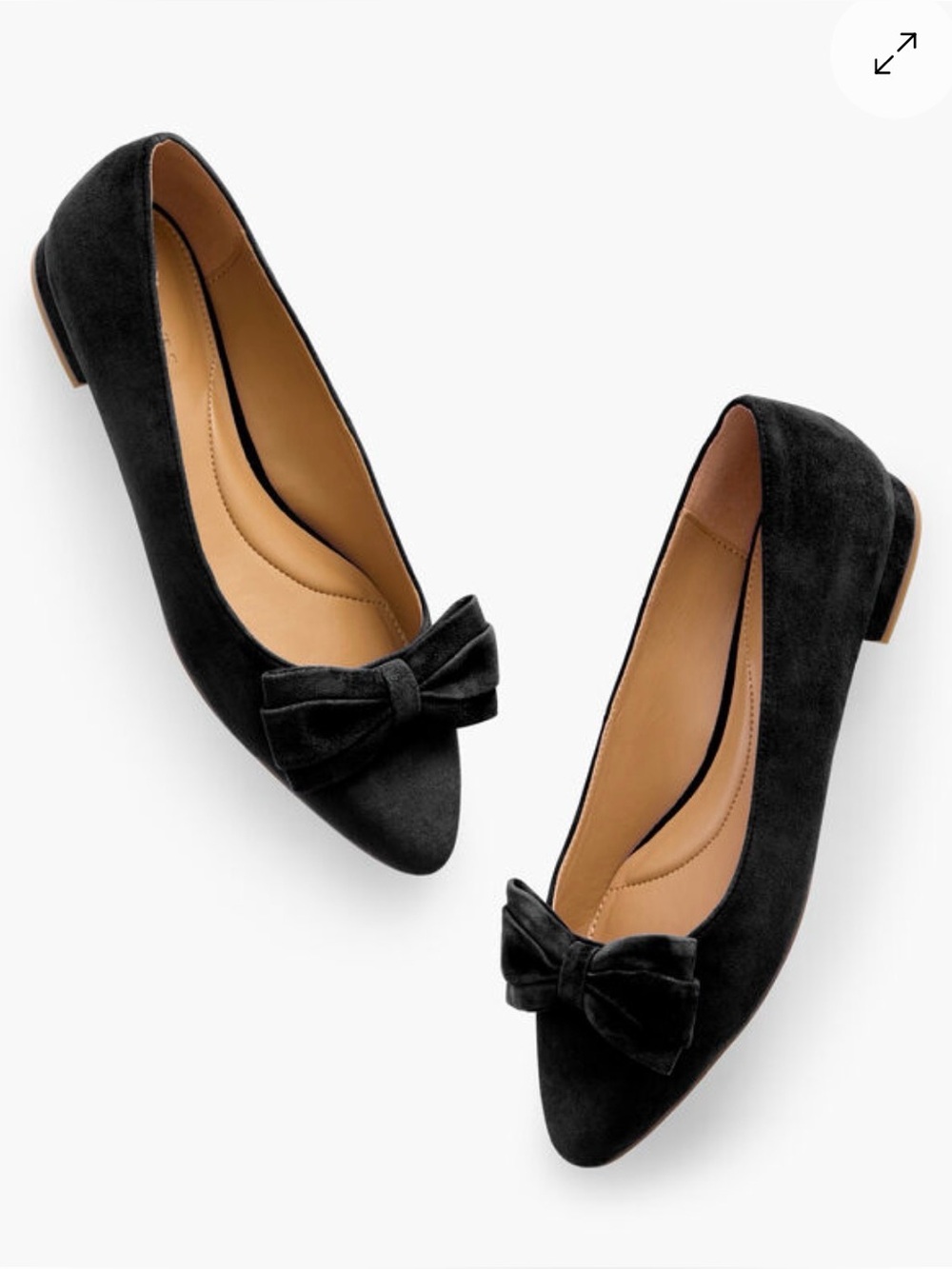 Talbots Black Suede Loafers with Bow Detail